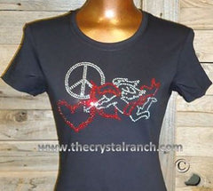 TH135 Peace Love Cupid Rhinestone Tee