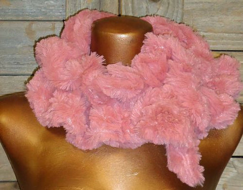 #30010A Rose Faux Fur Scarf