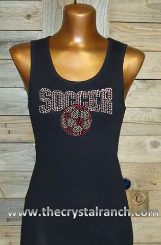 TS008p Pink Soccer Rhinestone Tee