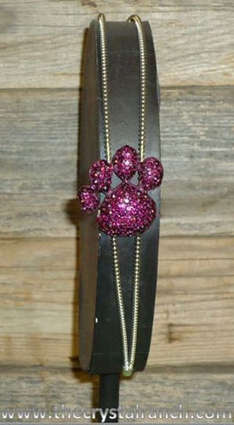 Purple Paw Print Rhinestone Headband