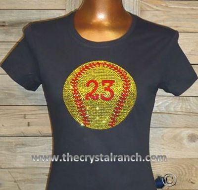 TP003 ANY TEAM NUMBER Custom Rhinestone Tee