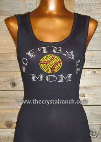 TS079 Softball Mom Rhinestone Tee