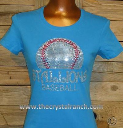 TP010 YOUR BASEBALL TEAM Custom Rhinestone Tee