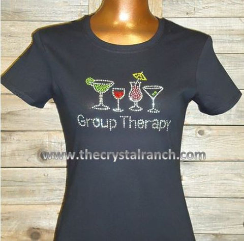 TB011 Group Therapy Cocktail Rhinestone Tee