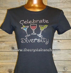 TB035 Celebrate Diversity Rhinestone Tee