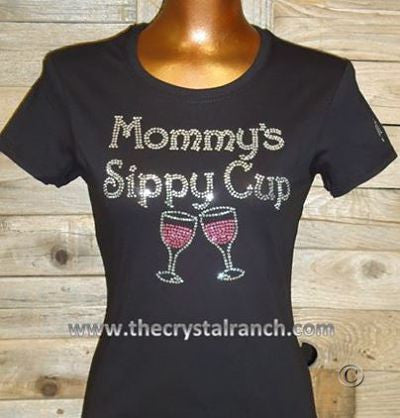 TB053 Mommy's Sippy Cup Rhinestone Tee