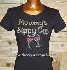 TB053 Mommy's Sippy Cup Rhinestone Tee