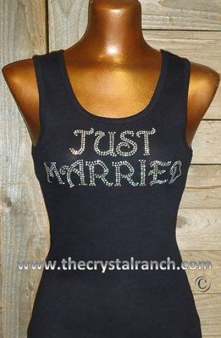 TF064 Just Married Rhinestone Tee