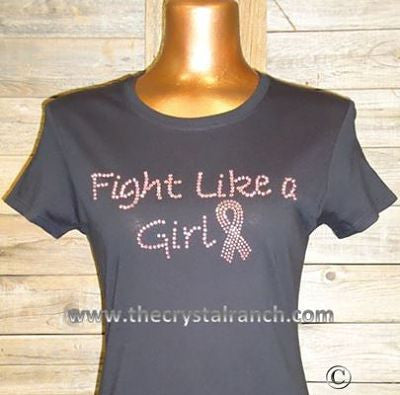TG013 Fight Like a Girl Rhinestone Tee