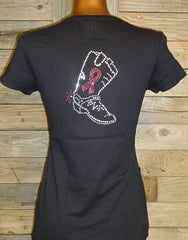 TG056 Stomp Out Breast Cancer Rhinestone Tee