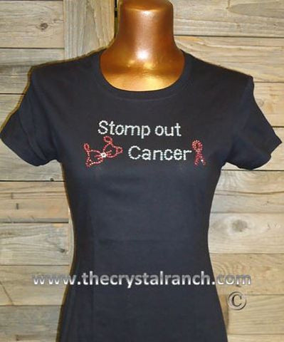 TG056 Stomp Out Breast Cancer Rhinestone Tee