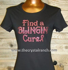 TG095 Find a Blingin' Cure! Rhinestone Tee