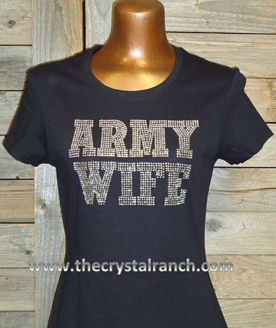 TG115 Army Wife Rhinestone Tee