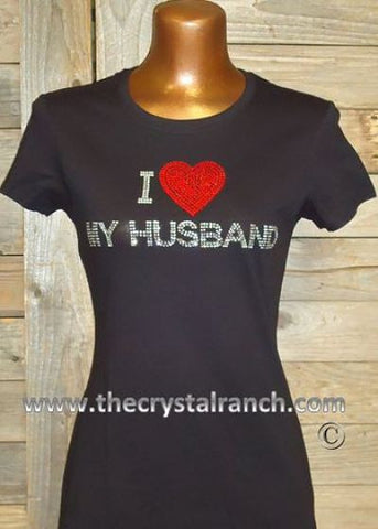 TG116 I Love My Husband or ??? Rhinestone Tee