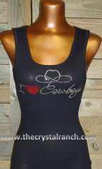 TR036 I Love Cowboys Rhinestone Tee