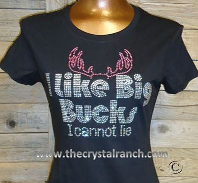 TR080 I Like Big Bucks Rhinestone Tee