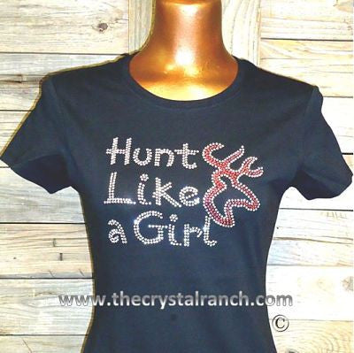 TR082 Hunt Like a Girl Rhinestone Tee