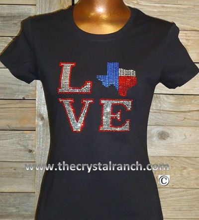 TR098 Love Texas Rhinestone Tee