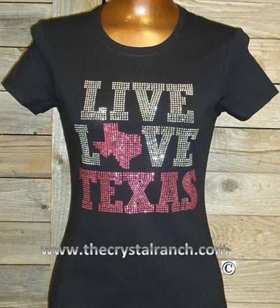 TR100 Live Love Texas Rhinestone Tee