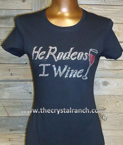TR115 He Rodeos I Wine Rhinestone Tee
