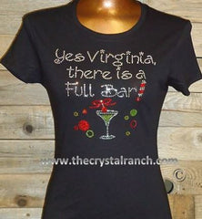 TH084 Yes Virginia, there is a Full Bar! Rhinestone Tee