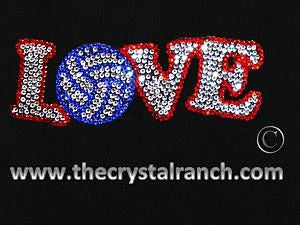 D005 Volleyball Love Rhinestone Decal