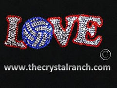 D005 Volleyball Love Rhinestone Decal