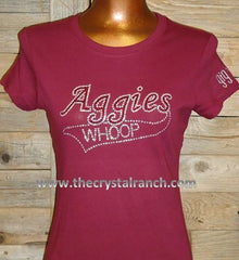 CRT384 Aggies Banner with Whoop Rhinestone Tee