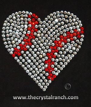 DS147 Baseball Heart Rhinestone Decal