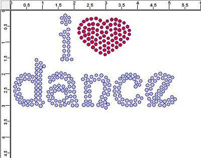 CRS070 i love dance Rhinestone Transfer