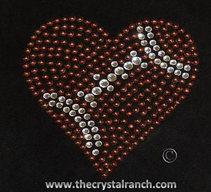 DS151 Football Heart Rhinestone Decal