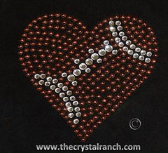 DS151 Football Heart Rhinestone Decal