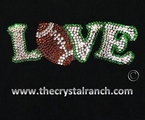 D010 Football Love Rhinestone Decal