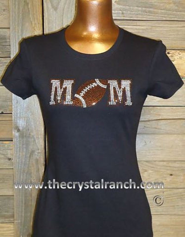 TP014b Mom with Your Favorite Sport Ball Rhinestone Tee