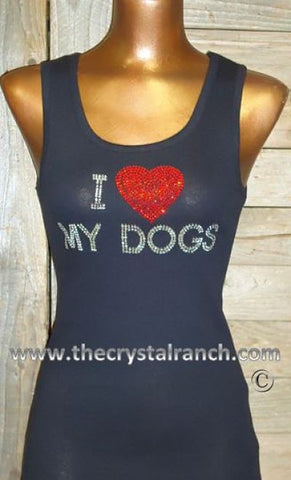 TA086 I Love My Dogs or ??? Rhinestone Tee