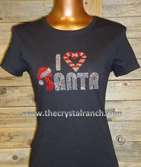 TH079 I Love Santa Rhinestone Tee