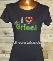 TH080k I Love the Grinch Rhinestone Tee