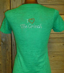 TH121 Grinch 1 or 2 or 3... Rhinestone Tee