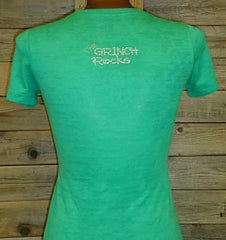 TH080BO I Love the Grinch Rhinestone Burnout Tee
