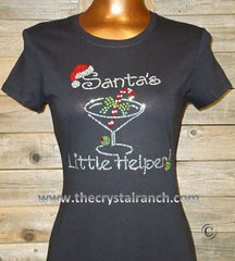TH058 Santa's Little Helper! Rhinestone Tee