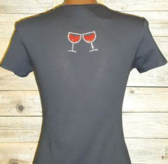 TB039 Live simply, Laugh often, Wine a lot! Rhinestone Tee