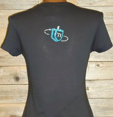 TH022 Peace Love and Dreidel Rhinestone Tee