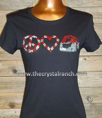 TH002 Peace Love and Santa Rhinestone Tee