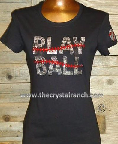TS239 Play Ball Rhinestone Tee