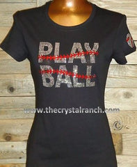 TS239 Play Ball Rhinestone Tee