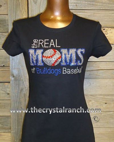 TP030B The Real Moms of Your Favorite Team and Sport Rhinestone Tee