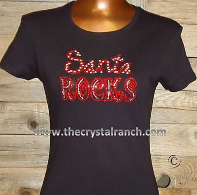 TH062 Santa Rocks! Rhinestone Tee