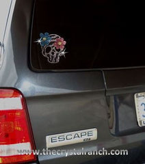 DY175 Bloomin' Skull Rhinestone Decal