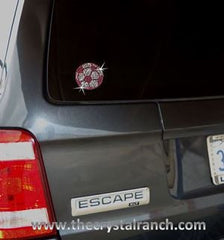 DS014s Soccer Ball in Pink Studs Rhinestone Decal