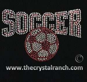 DS008p Soccer Rhinestone Decal in Pink